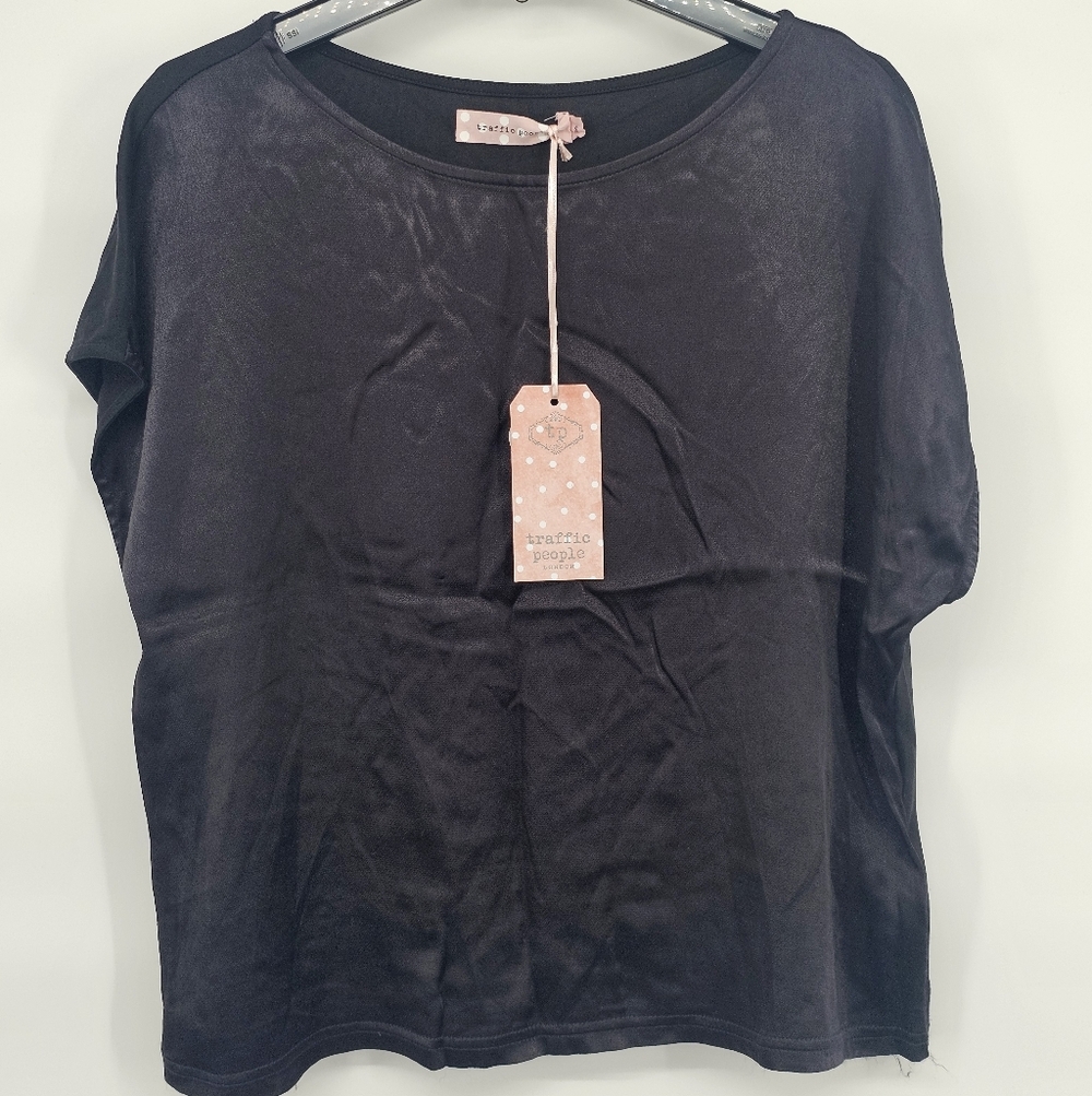 Traffic People Black Short Sleeve Women's Top NWT